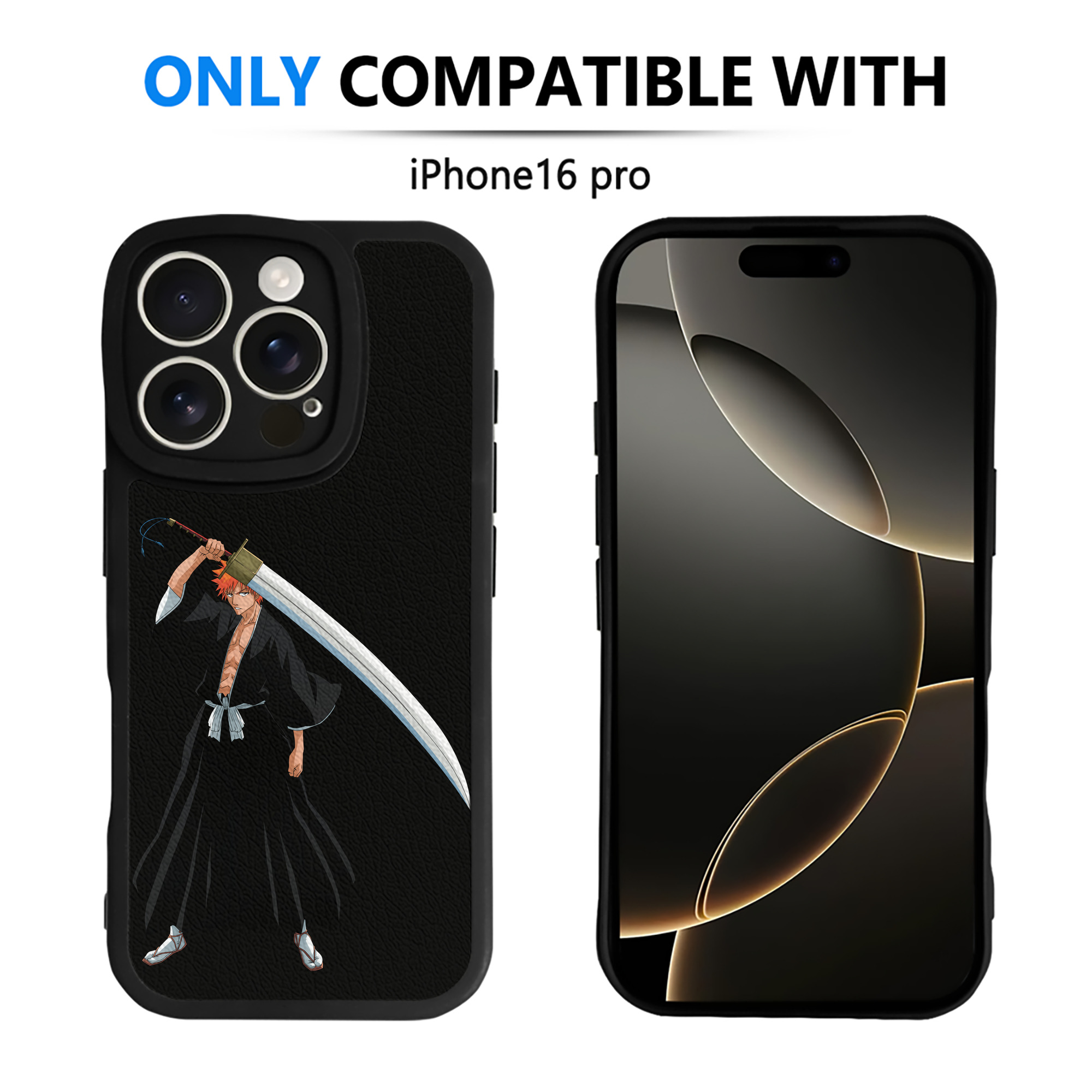 ブリーチ 黒崎一護（くろさき いちご）BLEACH Kurosaki Ichigo 【iPhone 16シリーズ対応】シリコンスマホケース（レザー調） 材質：シリコン